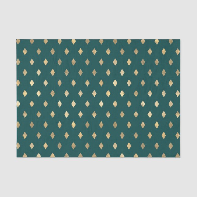 Papier Mousseline Diamant turquoise et or (Recto)