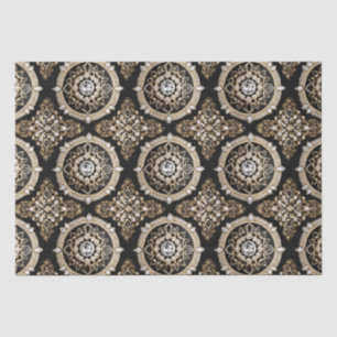 Papier Mousseline Diamants blancs, or frontière mandala design glamo