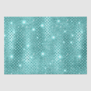 Papier Mousseline Diamants Bleus Élégants Motif Métallisé