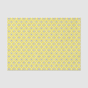 Papier Mousseline Diamants de l'Ikat jaune et gris Motif