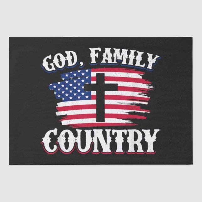 Papier Mousseline Dieu Famille Pays American Drapeau Croix Christian (Recto)