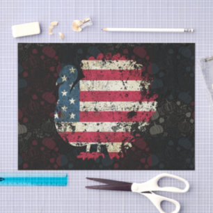 Papier Mousseline Dinde de Thanksgiving avec drapeau américain