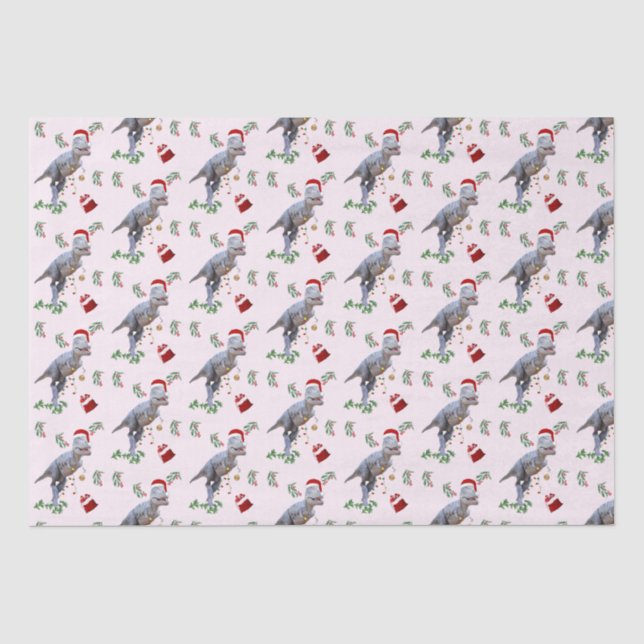 Papier Mousseline Dinosaur Christmas Tissue Paper (Recto)