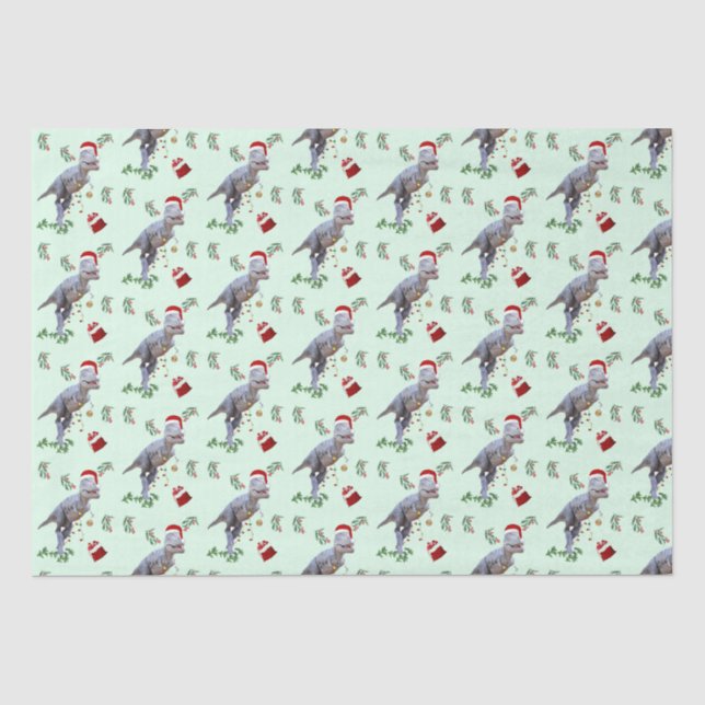 Papier Mousseline Dinosaur Papier Tissu De Noël (Recto)