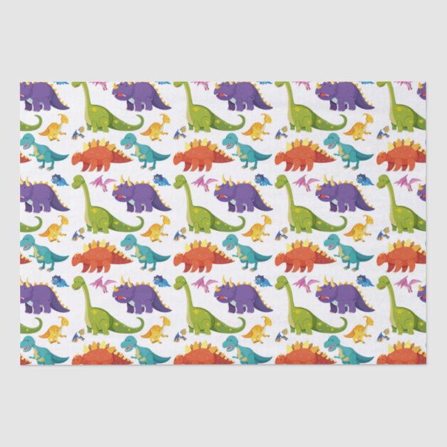 Papier Mousseline Dinosaures colorés sans couture motif (Recto)