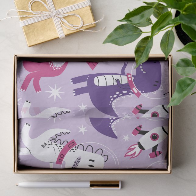Papier Mousseline Dinosaures de l'espace, Dinosaures mignons, Étoile (Cadeau)