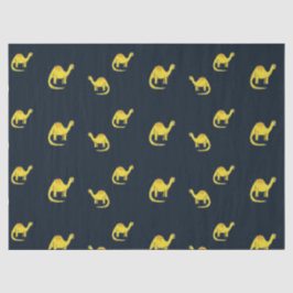 Papier Mousseline Dinosaures jaunes mignons motif sur bleu