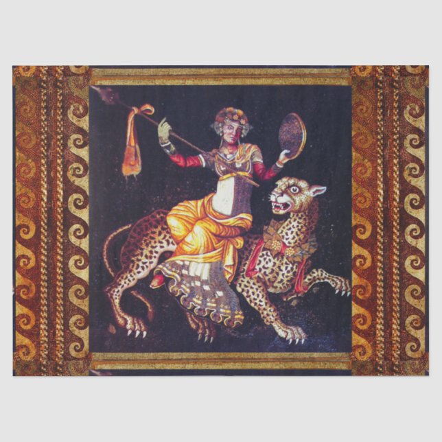 Papier Mousseline DIONYSOS AVEC LA SPEAR ÉQUITATION LEOPARD Grecque  (Recto)