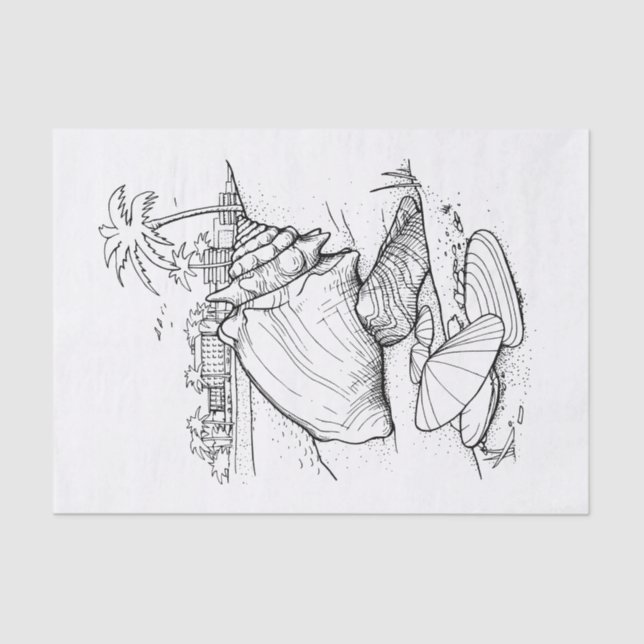 Papier Mousseline do-it-yourself Colour Beach Thème Coques, Palmiers (Recto)