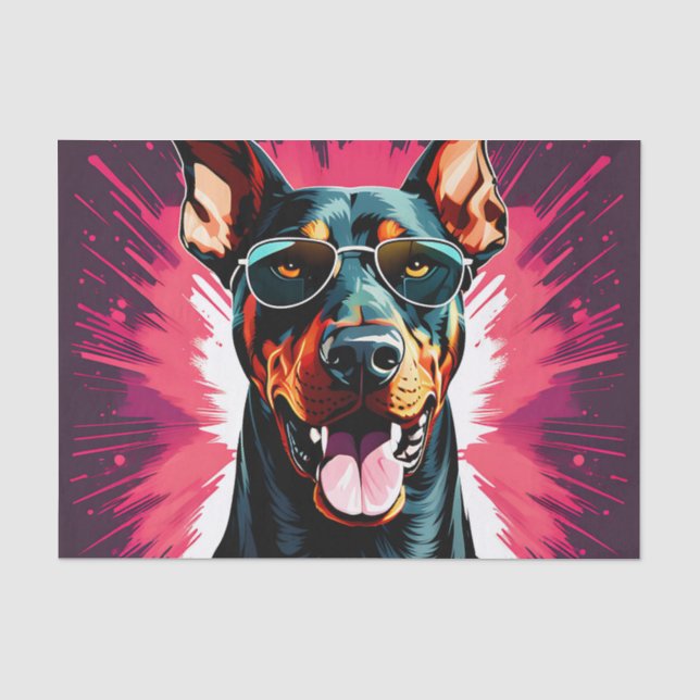 Papier Mousseline Doberman Pinscher Avec Lunettes De Soleil (Recto)