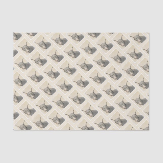 Papier Mousseline Doberman Pinscher Peinture - Art Chien original (Recto)