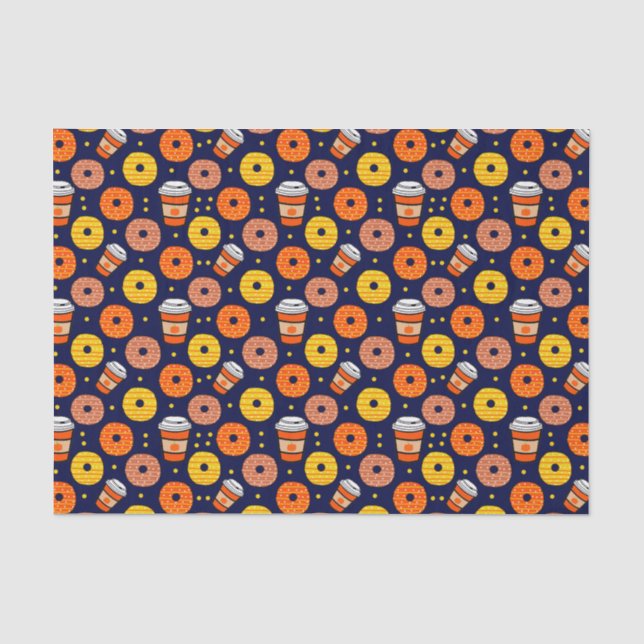 Papier Mousseline Donuts et café de automne citrouille Thanksgiving  (Recto)