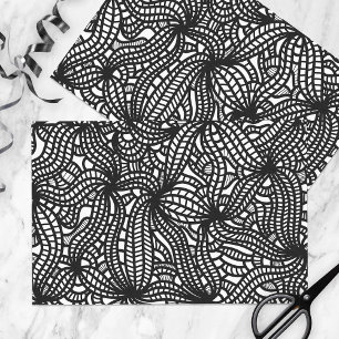 Papier Mousseline Doodle Abstrait bio tiré à la main noir et blanc