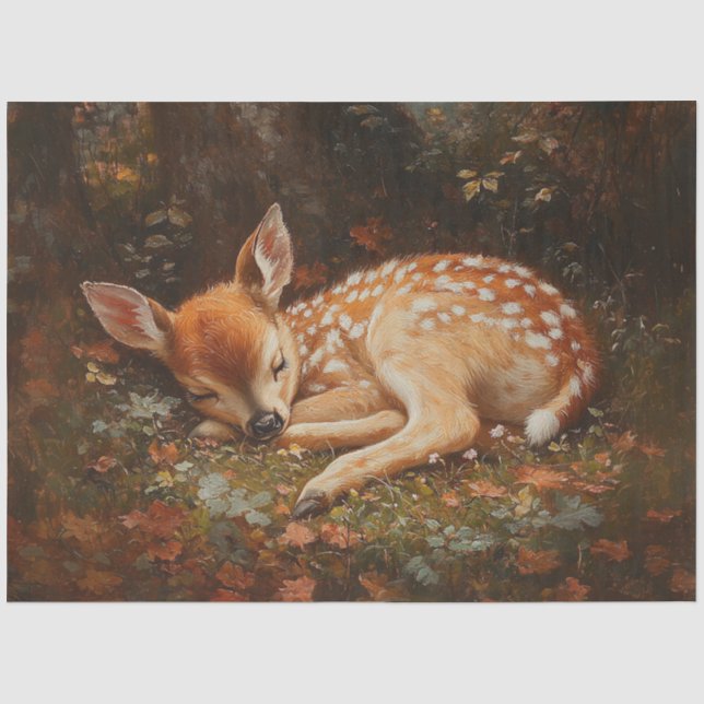 Papier Mousseline Dormir Fawn Deer Peinture Découpage (Recto)