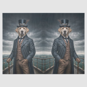 Papier Mousseline Double Elegant Victorian Steampunk Lab Chien Art