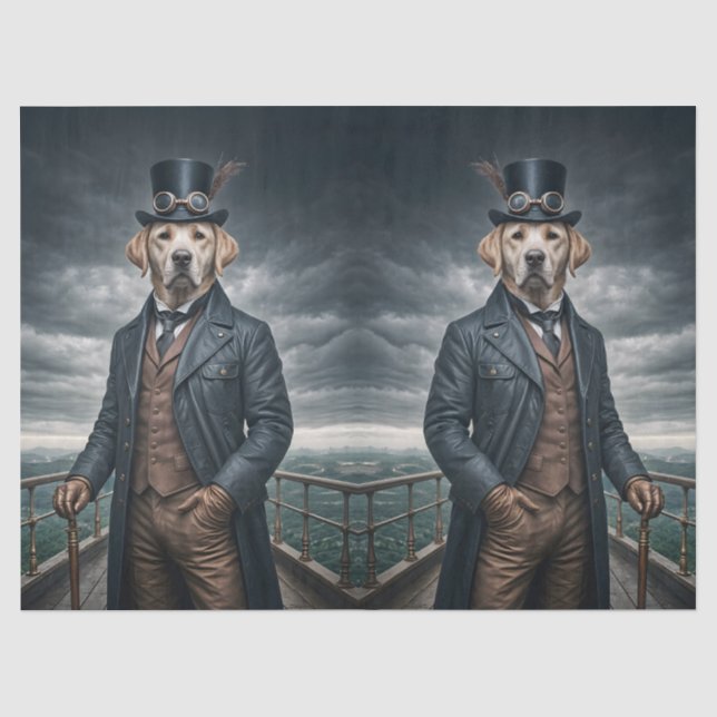 Papier Mousseline Double Elegant Victorian Steampunk Lab Chien Art (Recto)