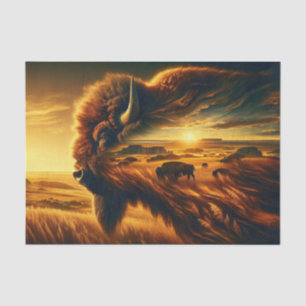 Papier Mousseline Double exposition Bison des plaines américaines
