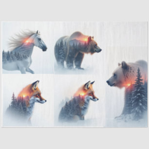 Papier Mousseline Double exposition Faune sauvage bundle