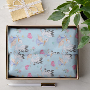 Papier Mousseline Douce Nouveau Garçon et Cigogne