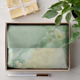 Papier Mousseline Douce Sauge rêveuse et Floral Vert Menthe 