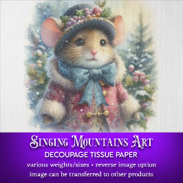 Papier Mousseline Douce Souris de Noël Découpage de Noël Rustique
