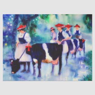 Papier Mousseline Douze Jours de Noël : Milking A-Maids (A),