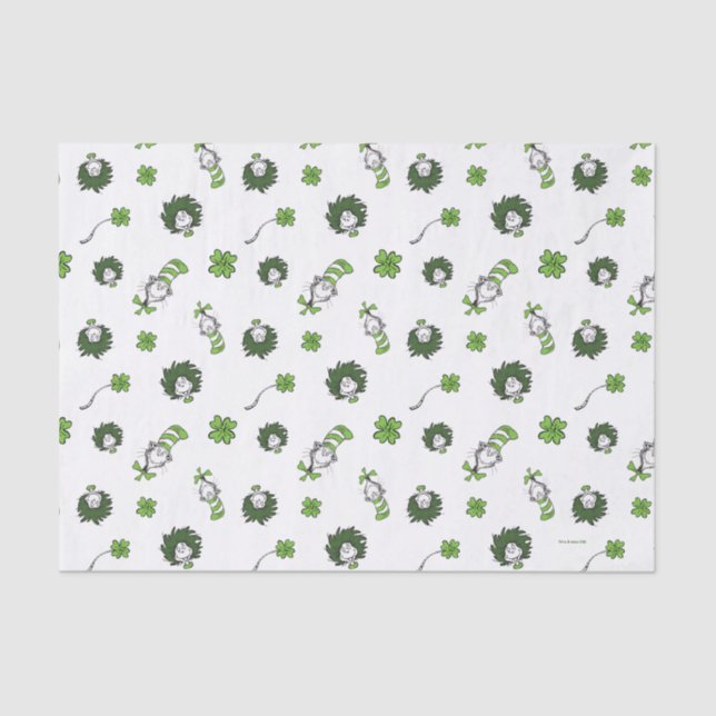 Papier Mousseline Dr Seuss | Chat dans le Motif Casquette Clover (Recto)