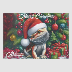 Papier Mousseline Dragon à seins mignons et chapeau de Santa