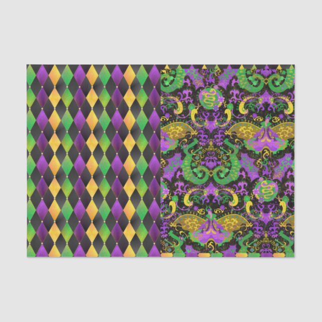 Papier Mousseline Dragon aux couleurs mardi Gras, Diamant (Recto)
