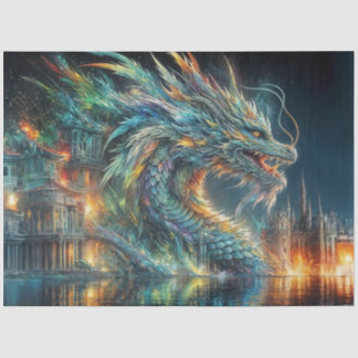 Papier Mousseline Dragon chinois arc-en-ciel dans la décomposition d