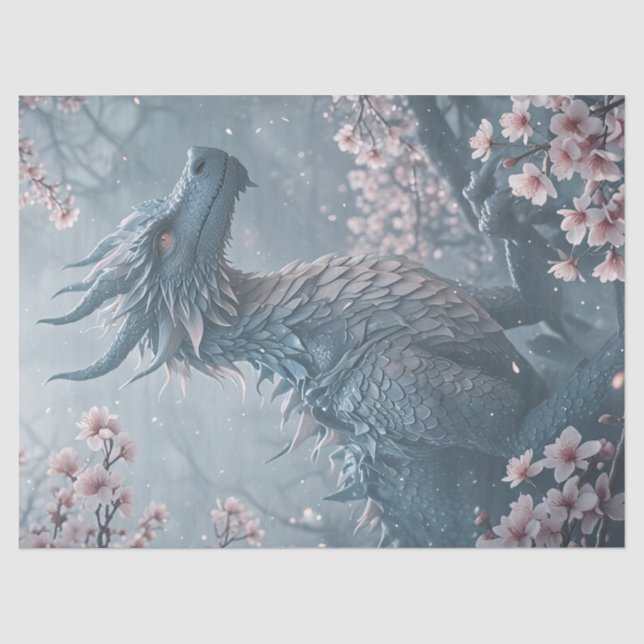Papier Mousseline Dragon dans le jardin (Recto)