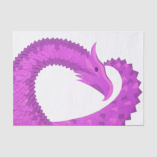 Papier Mousseline Dragon de coeur violet clair sur blanc