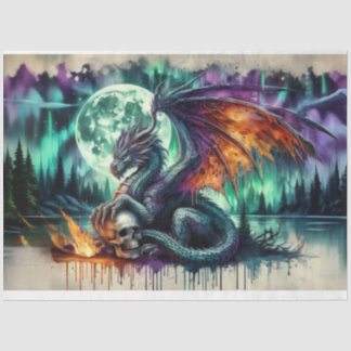 Papier Mousseline Dragon de feu crâne