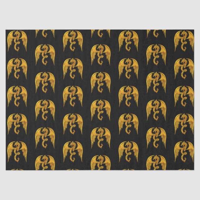 Papier Mousseline Dragon de Gold et Black Mythical (Recto)