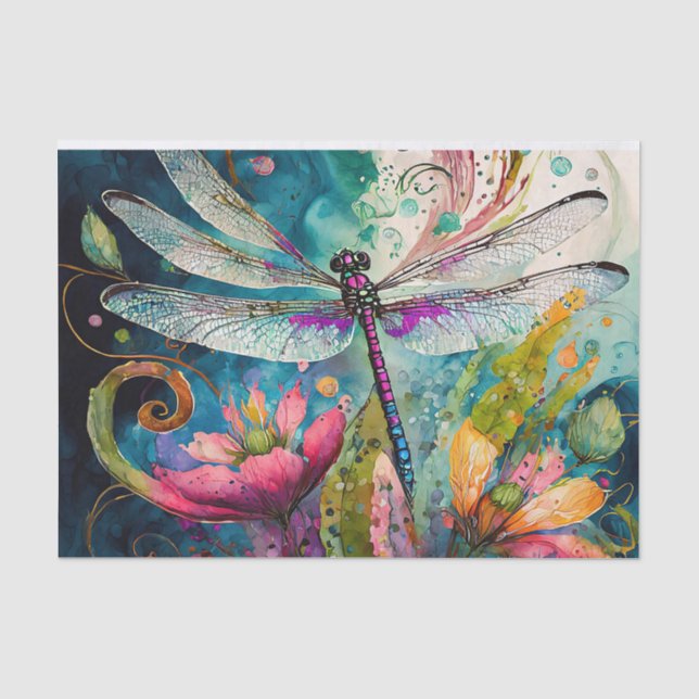 Papier Mousseline Dragon d'encre et d'aquarelle de stylet (Recto)