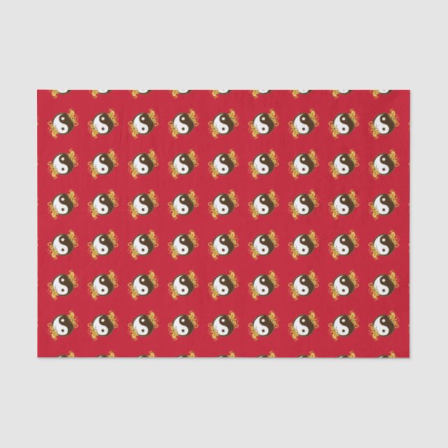 Papier Mousseline Dragon d'or Yin Yang (Recto)