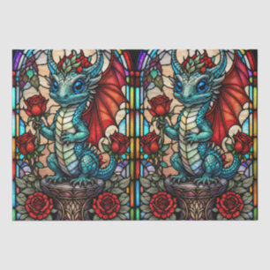 Papier Mousseline Dragon en verre de Faux Stainé avec Rose