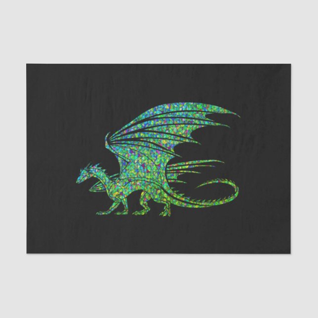 Papier Mousseline Dragon Extraordinaire en mosaïque verte (Recto)