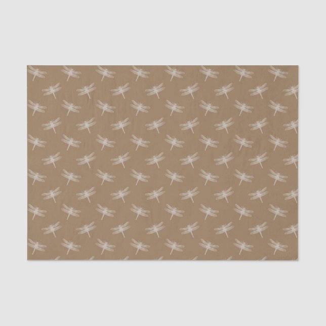 Papier Mousseline Dragonflies Brown à la crème (Recto)