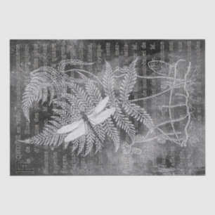 Papier Mousseline Dragonfly Fern French Grunge Chalkboard Decoupage