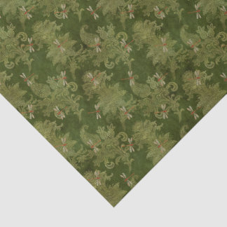 Papier Mousseline Dragonfly Green Damask