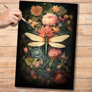 Papier Mousseline Dragonfly in Florals 1 papier découpage