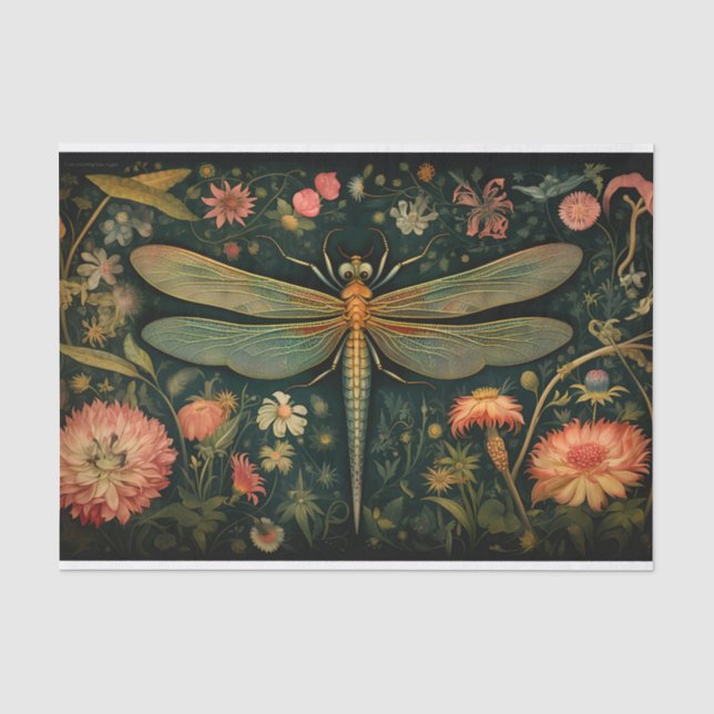 Papier Mousseline Dragonfly in Florals 6 Decoupage Papier (Recto)