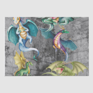 Papier Mousseline Dragons dans un coin