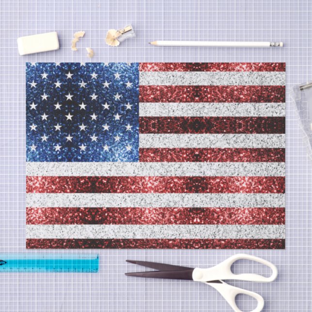 Papier Mousseline drapeau américain rouge blanc brillant parties sci (Artisanat)