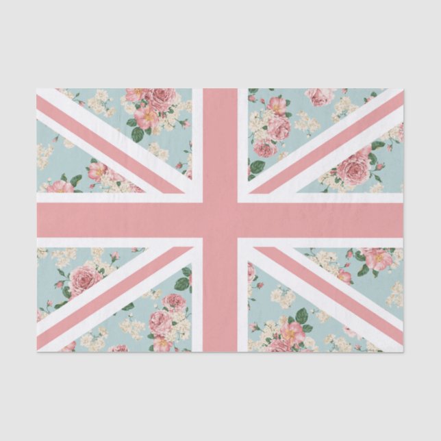 Papier Mousseline Drapeau anglais d'Union Jack de roses (Recto)
