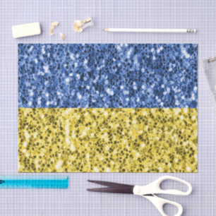 Papier Mousseline Drapeau bleu jaune Ukraine parties scintillant fau
