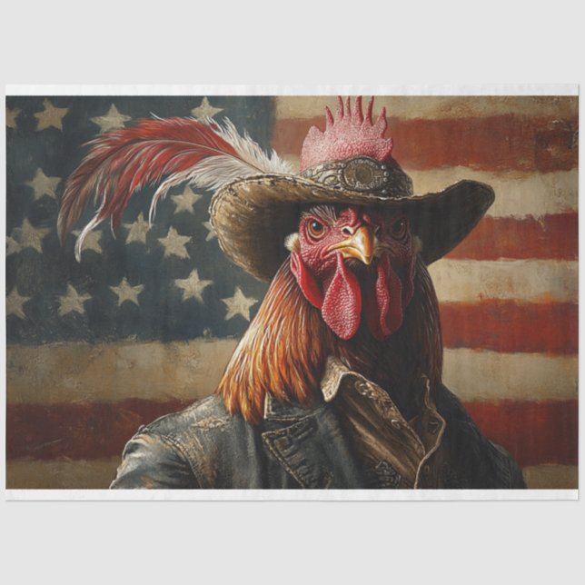 Papier Mousseline Drapeau du coq patriotique des États-Unis (Recto)
