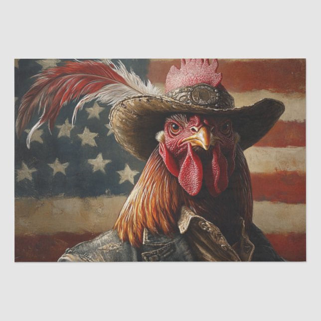 Papier Mousseline Drapeau du coq patriotique des États-Unis (Recto)