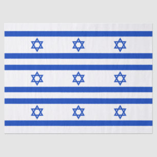 Papier Mousseline Drapeau Israël bleu et blanc Étoile de David motif